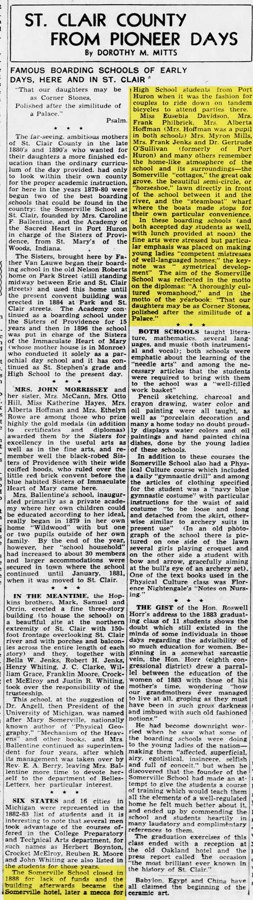 Somerville Hotel - Sep 22 1946 Article
